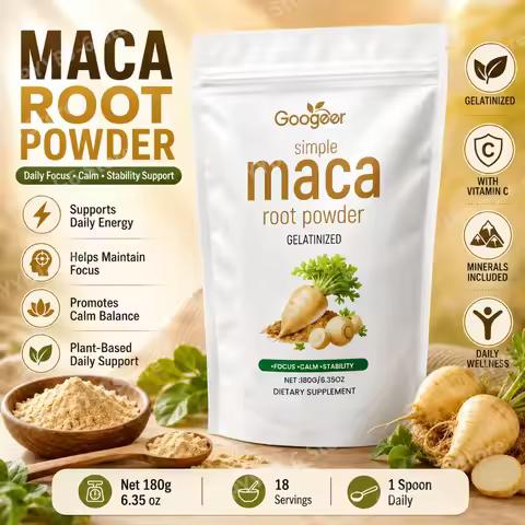 Googeer Maca Root Powder 180g Gelatinized Dietary Supplement Energy Focus Calm Balance Support Vitam