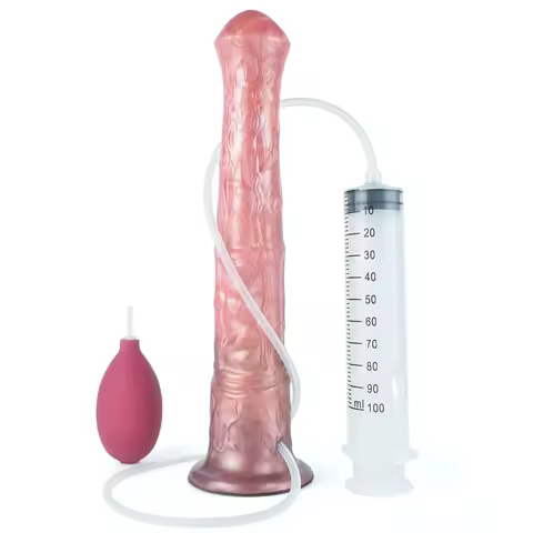 11" Silicone Squirting Horse Dildo, Ejaculating Horse Dildo With Syringe and Bulb
