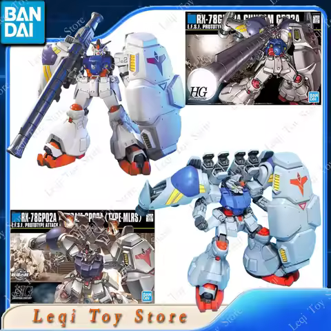 Bandai Original Genuine HG RX-78GP02A GUNDAM GP02A TYPE-MLRS Action Anime Figures Toys Boys Kids Gif
