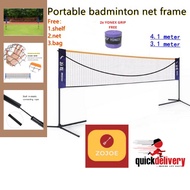 (READY STOCK)Portable Badminton Net 3.1/4.1m Adjustable Jaring Badminton Easy Setup Sports Net With 