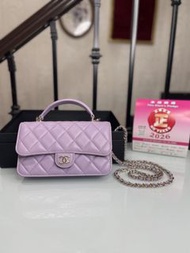 🌟Chanel AP3226B cf mini handle woc 粉紫色💜Size: 17cm *10cm *4cm 現貨 好價🎁
