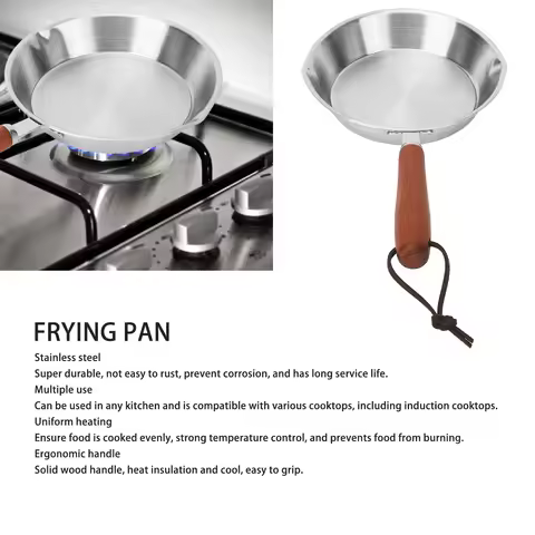 Frying Pan Stainless Steel Frying Pan Non Stick Egg Pan Fry Pan for Household Restaurant Induction C