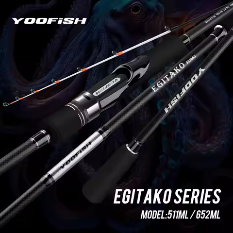 YOOFISH EGITAKO Squid Jigging Rod 511ML 652ML 2 Section Solid Carbon Rod Tip Cuttlefish Spinning Rod