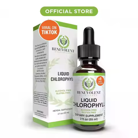 Liquid Chlorophyll Drops (4 Month Supply) Healthcare Supplement - Natural Deodorant and Detox - Gut 