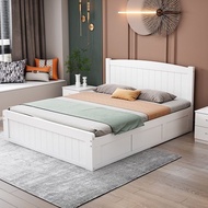 🇸🇬 ⚡ Solid Wood Storage Bed Frame Bed Frame With Free Mattress Super Single/Queen/King Bed Frame Solid Wooden Bed Frame