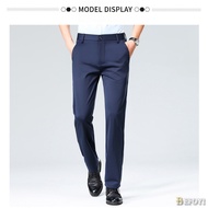 Men's Pants Ice Silk Slim Fit Straight Leg Business Casual Suit Black Formal  WW38S