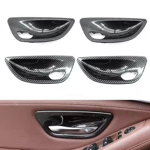 Carbon Fiber Interior Door Panel Opening Handle Bowl Cover Trim Replacement For BMW 5 Series F10 F11