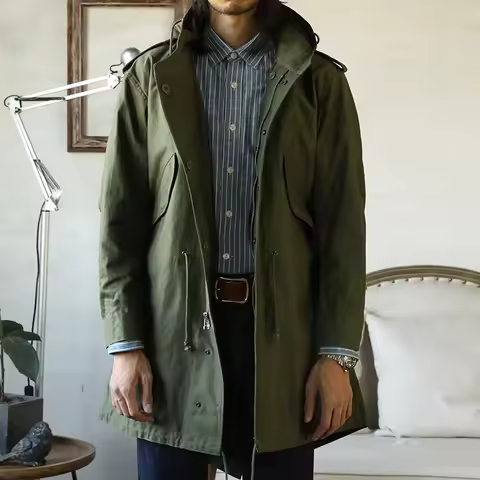 Red Tornado M-51 Fishtail Parka Shell Vintage Reproduction Army Coat For Men Olive Drab