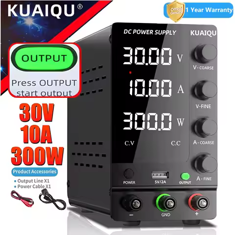KUAIQU 30V 10A DC Power Supply Adjustable Digits Display Laboratory Power Supply Voltage Regulator 6
