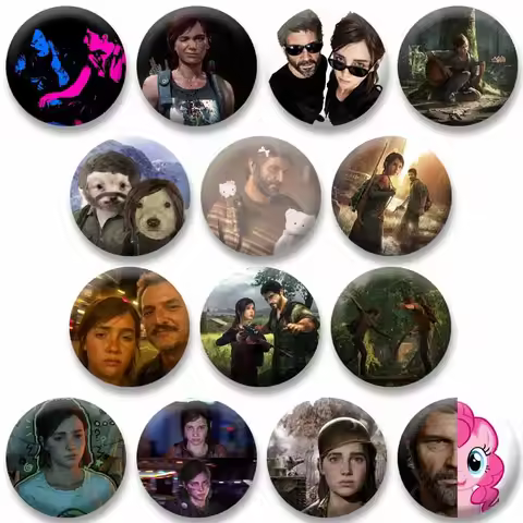 Ellie Williams Joel Miller Game Peripheral Button Pin Round Cartoon Badge Brooch for Backpack Hat Cu