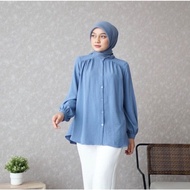 Alina Blouse Crinkle Airflow Kemeja Polos Wanita Lengan Panjang LD 120 Polos