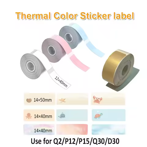 1 Roll Color thermal Sticker label 12*40mm Paper Compatible Phomemo D30 Marklife P12 P11 HPRT Q2Labe
