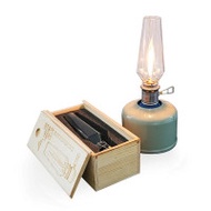 Campingmoon 瓦斯無芯燭燭光燈高山氣燈 (T-1) | 露營氣氛燈 | 松木收納盒 | 復古露營燈