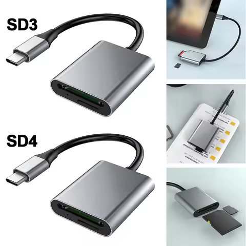 2-in-1 SD3.0/SD4.0+TF Card Reader Adapter Read 2 Cards Simultaneously USB C TF SD Card Adapter for i