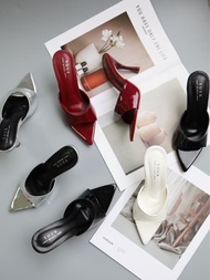 YOURSHOES B76 (เท้าอวบ  เพิ่ม 1ไซส์) / รองเท้าส้นสูง 3.5 นิ้ว รองเท้าปลายแหลม