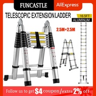16.5FT Folding Ladder Telescopic Ladder Climbing Herringbone Stepladder for  Engineering Extension A