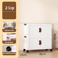 Tủ nhựa đa năng Kệ 2-3-4-5 tầng Gấp gọnTiện Lợi Tủ Để Đồ Bánh Xe Xoay 360 Độ lzb033vn