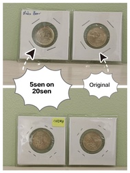 Error Coin 2021 5sen on 20sen(20sen muled with 5sen) - Rm120 per pair, New Condition, Real Coin, Collectible