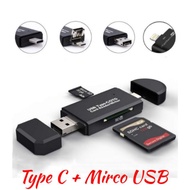 2 In 1 Type C + Micro USB Multifunctional OTG Card Reader Micro SD / USB Reader Pembaca kad / SD Car