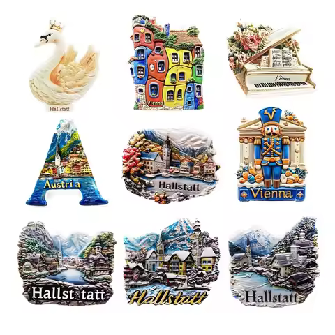 Europe Austria Hallsttatt Resin 3D Fridge Magnets Tourism Souvenir Refrigerator Sticker Handicraft G