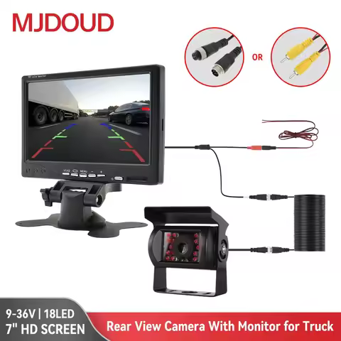 MJDOUD 7 Inch Car Rear View Camera Monitor for Truck Parking Display 9-36V HD Reversing Camera with 