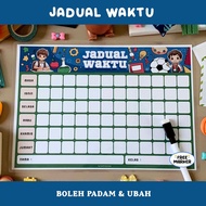 Jadual Waktu Kelas Boleh Padam Ubah Laminate Saiz A4