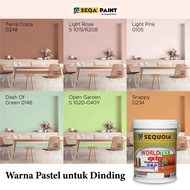 Cat Dalam Warna Pastel 📌 5L Seqa Worldtex 💢 Cat Dalam / Emulsion Paint / Smooth Finish 5 liters