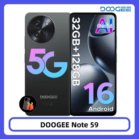 DOOGEE Note 59 5G Smartphone 32GB 128GB 6250mAh Large Battery 6.75" 120Hz UNISOC T8200 Octa Core And