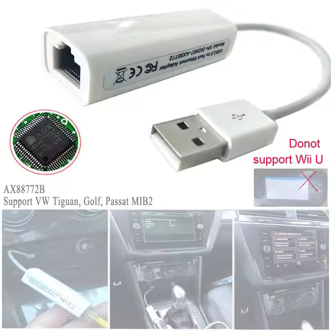 AX88772 USB RJ45 LAN VW Flok Golfmk Passat Mikrotik MIB2 Media System Flash/Upgrade Cable DLink DUB 
