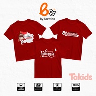 MERAH Augustan 2025 T-shirt - August 17th Shirt for Boys Red and White 2025