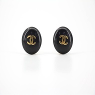 Chanel Vintage 95A樹脂圓形黑色耳環