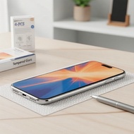 4,iPhone 17/16/15/14/13/12/11 Pro Max Xs XR 6 7 8 Plus  4 Keping Pelindung Skrin Kaca Terbaja untuk 