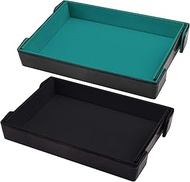 SIQUK 2 Pieces Magnetic Dice Tray Rectangle Folding Dice Rolling Tray PU Leather Dice Trays Dice Hol