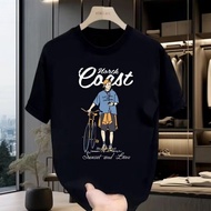 Men's Oversized T-Shirt with a Print on a City Bike - Casual Everyday Top
