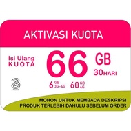 Voucher 66GB Paket Data Tri 4G LTE 6GB unlimited+60GB selama 30 hari