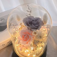 永生花音響花盅 永生花夜燈 藍牙音響喇叭 灰藍粉款 贈送包裝禮盒