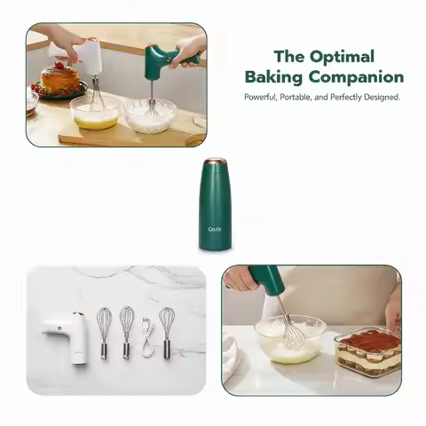 Cordless Electric Hand Mixer 3 Speeds Low Noise Long Battery For Home Baking Cream Whipping