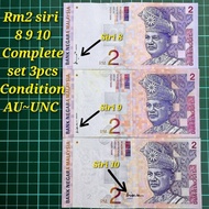 A585 Rm2 siri 9 Complete set 3 keping Condition AU UNC duit kertas lama rm2 lama barang antik barang