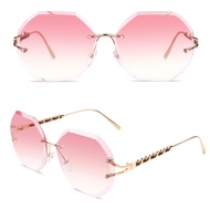 Oversized Sunglasses for Women, Trendy Rimless Ladies Shades 100% UV Protection,70s Fashion Gradient