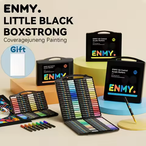 Enmy Black Box Direct Liquid Acrylic Markers Set with Paper 24-80 Colors Soft Head DIY Paint Marker