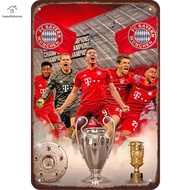 Tấm kim loại cổ điển Bayern Munich bóng đá hình chữ nhật sơn sắt tường trang trí nội thất