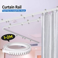 PACKONE Flexible Curtain Rail Self Adhesive Ceiling Curtain Track Bendable for Curtains Room Divider Curtain Rail Track