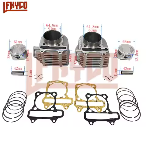 Motorcycle 61mm/63mm Bore Cylinder Kit Motor for Kymco Agility125 DJ125S Heroism 150 Movie XL125 Sup