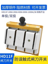 Real Shot❤ Xiaoxiangfeng Three-Phase Gate Knife Switch HD11F-200 Single-Phase Two-Way HS11F Brass Th