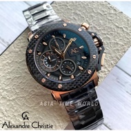 Alexandre Christie | AC 9205MCBBRBA Sporty Chronograph Men's Watch with Carbon Bezel Black Stainless Steel Bracelet