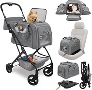 MY DUQUE - Carry Trio 3 in 1 Complete Pet Set, Max Load 12 kg/26.5 lb. Compact Fold Stroller; Pet Ca