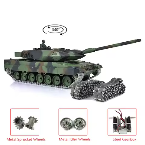 HENG LONG 1/16 7.0 Upgraded Leopard2A6 RC Tank 3889 Metal Tracks W/ Rubbers Remote Control Car Toys 