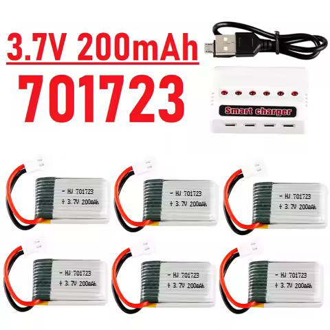H8 3.7V 200mAh Original Battery and 6 in 1 Charger for Eachine H8 JJRC H2 H8 H48 H8Mini RC Quadcopte