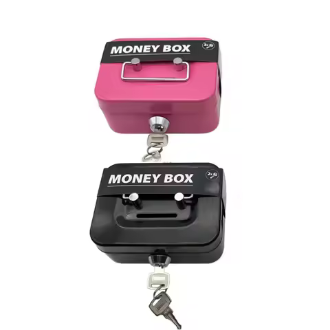 Metal Key Lock Storage Box, Money Box, Adult Safe, Coin Safe, Adult Safe, Cashier, Suitable for Year