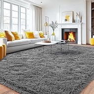 Large Area Rugs 9x12 Living Room, Ultra Fluffy Fuzzy Shag Grey Rug for Bedroom, Modern Plush Soft Hi